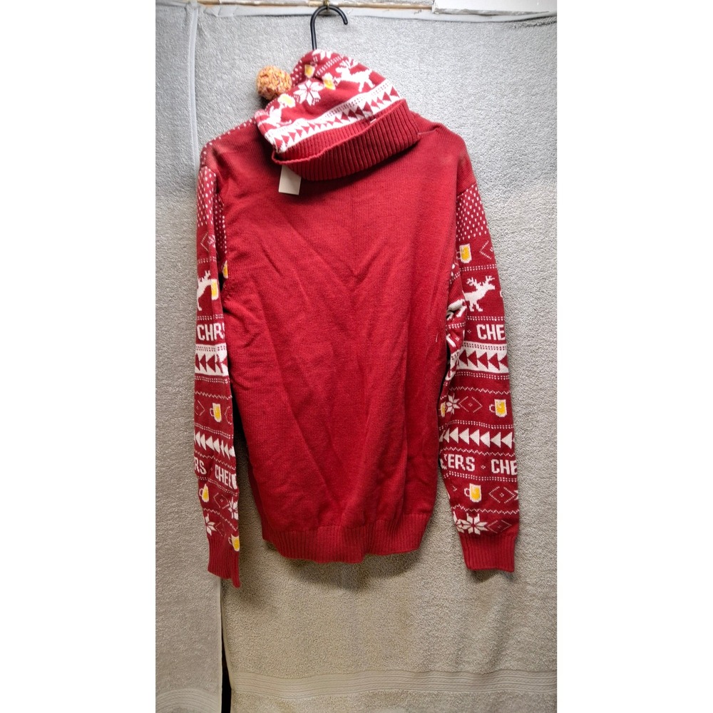 Celebrate Together Mens Holiday Sweater and Beanie Set Red Beer Reindeer Large/8 - Picture 7 of 7